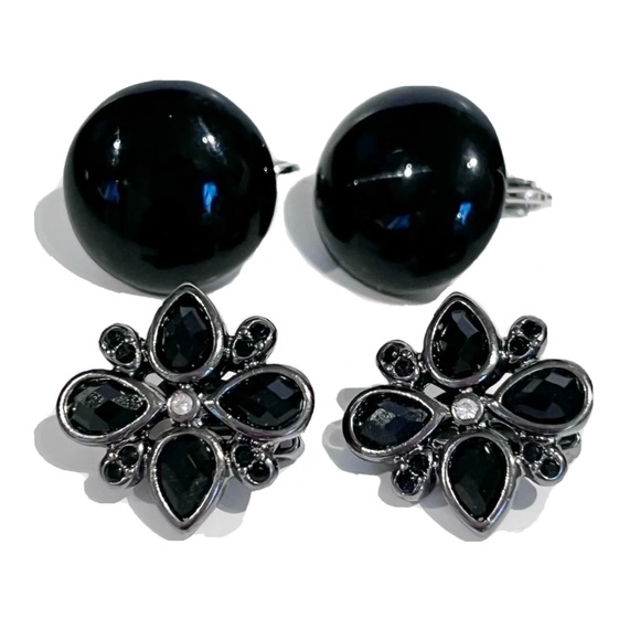 Vintage Clip On Earring Lot of 11 Pairs Rhinestone Gold Silver Blue Pink Black - Picture 8 of 16